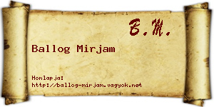 Ballog Mirjam névjegykártya